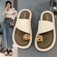 [Bộ sưu tập của 1.2 Ten Thousand People] Dép xỏ ngón mới cho nữ đi bên ngoài thời trang mùa hè dép đi biển đế bằng giản dị