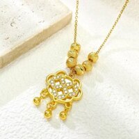 [Bộ sưu tập của 1209 người] Vòng cổ vàng Trung Quốc Fu Zi Sha Jin Ping An Phong cách mới Vận chuyển Long thọ Khóa Mặt Dây chuyền Quà Tặng Làm phai màu Bạn gái 3.1