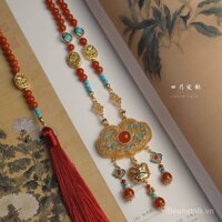 [Bộ sưu tập của 3527 người] Yuji Red Imitation Point Cui Ping Lock Big Red New Year Hanfu Long Yingluo Tua Tua lại đám mây Vòng cổ phong cách cổ đại