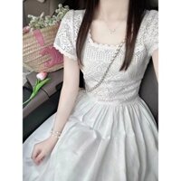 [Bộ sưu tập của 3825 người] Nghỉ giải lao Váy trắng đơn giản nhẹ nhàng ngọt ngào Váy dài thon gọn eo phong cách đi biển mùa hè phong cách mới của phụ nữ