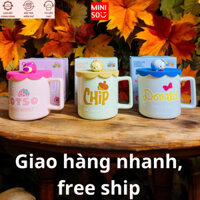 Bộ sưu tập Ly sứ Disney kèm nắp Silicone 425ml chính hãng Miniso, Cốc sứ kèm nắp dễ thương Miniso