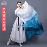 Bộ sưu tập Múa mở đầu] Molan Gradient Quạt cổ điển Múa cổ điển Tay trái chỉ mặt trăng Quạt lụa dài Đạo cụ Người hâm mộ Khiêu Vũ Quạt dài Múa 1118 [