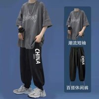 [Bộ sưu tập người 1178] Mùa xuân hè 2022 Bộ đồ thường ngày phong cách Hồng Kông dành cho nam Áo thun ngắn tay hợp thời trang Phiên bản Hàn Quốc dành cho sinh viên Bộ quần áo đẹp trai nam 12