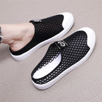 [Bộ sưu tập người 1224] Influencer Baotou Nửa Dép Nữ Mùa Hè Mặc Ngoài Thời Trang Sang Trọng Giày Trắng Lười Nữ Giày Lưới Giày Dép Hàn Quốc