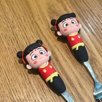 [Bộ sưu tập người 1566] Nezha 2 Moton Ao Binglong Bố Hoạt Hình Dễ Thương 304 Thép Không Gỉ Silicon Dĩa Bàn Muỗng Nĩa Trái Cây Bộ 3.27 dvd