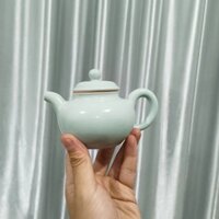 [Bộ sưu tập người 1586] (Ấm trà lò Ru màu xanh lam hơi phồng) Mở kích thước lớn có thể nâng cao ấm trà sứ Ru Bộ trà gốm sứ Nồi đơn Kung Fu