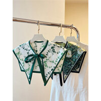 [Bộ sưu tập người 1728] Xuân Hè Phong cách mới Phù hợp với tính khí Khăn choàng nhỏ màu xanh lá cây dành cho nữ Bên ngoài tranh sơn dầu hai lớp phù hợp với áo sơ mi Váy phù hợp với vai giả