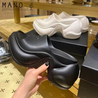 [Bộ sưu tập người 1878] Dép đế dày hoa chữ thập MANO dành cho nữ mặc ngoài mùa hè mùa xuân Phong cách mới Đen 9cm Dép xỏ ngón cao gót Giày sandal cao gót hợp thời trang