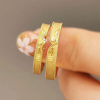 [Bộ sưu tập người 1951] Nhẫn đôi hạnh phúc phong cách đám cưới phong cách Trung Quốc Một cặp đôi nam nữ Nhẫn đôi màu vàng Mở hợp thời trang Nhẫn cưới nhân vật