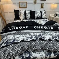 [Bộ sưu tập người 1951] Influencer Trend ins Ink Painting Washed Cotton Bed Sheet Quilt Cover Bốn mảnh Ký túc xá sinh viên màu đen Bộ ba mảnh đơn20250226