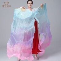 [Bộ sưu tập người 1969] Quạt khiêu vũ cổ Yangko Square Dance Fantasy Dance Square Mở rộng màu nhạt Gradient Ngón tay trái Mặt trăng Quạt lụa dài 3.7 sd