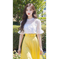 [Bộ sưu tập người 1975] Mặc mùa hè trọn bộ Váy áo sơ mi trắng Bộ đồ thời trang đẹp Nhỏ 2024 Quần áo nữ phong cách mới040624