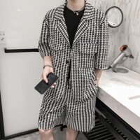 [Bộ sưu tập người 2099] Bộ đồ ngắn tay phong cách trưởng thành Bộ đồ nam mùa hè Quần áo nam dễ thương Một bộ Quần Short nam năm điểm đẹp trai Bộ đồ hai mảnh hợp thời trang20250301