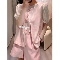 [Bộ sưu tập người 2746] Bộ đồ phong cách Trung Quốc mới dành cho nữ Phong cách mới Thời trang Hàn Quốc Mặc phong cách Chanel Áo sơ mi ngắn tay Quần Short Bộ đồ hai mảnh20250220