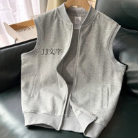 [Bộ sưu tập người 3300] Áo Vest nữ mùa xuân thu thể thao màu trơn Áo khoác ngoài có mũ trùm đầu Áo Cardigan không tay Áo Vest có mũ trùm đầu