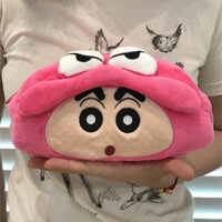 [Bộ sưu tập người 3473] Hộp đựng bút chì Crayon Shin-Chan sang trọng phong cách màu đỏ hồng Hộp đựng bút chì văn phòng phẩm dung tích lớn Túi đựng mỹ phẩm di động