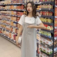 Bộ sưu tập người 4035 Bộ đồ đi chơi mùa xuân cho bà bầu Phong cách thời trang Áo thun + Váy dây đeo Bộ đồ hai mảnh Sky Sling Váy dài có sẵn đến 0217