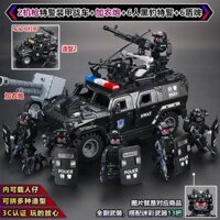 [Bộ sưu tập người 4494] Xe nâng cấp bọc thép SWAT biến hình Tương thích với Lego Military Minifigures Hyundai Dark Zone Đột phá