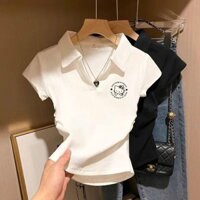 Bộ sưu tập người 5730 dành cho nữ Áo thun ngắn tay nữ Người nhỏ thon gọn hơn trông màu trắng Áo sơ mi POLO hẹp Phiên bản học sinh Tất cả @ -