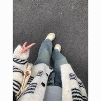 [Bộ sưu tập người 5809] Phong cách Hàn Quốc Đen Trắng Sọc Phong cách Chanel Áo len ngoài Áo len lười dệt kim mùa xuân thu Áo len ngắn dáng rộng dành cho nữ#20250219