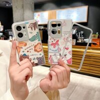 Bộ sưu tập Rabbit Puppy Cat Bear Leather Hard Flip Case cho OPPO Find N2 Vỏ điện thoại