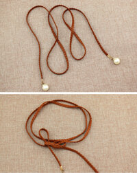 Bộ sưu tập thắt lưng nữ đính ngọc thời trang Hàn Quốc - TTL08 Nâu da bò