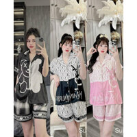 Bộ SY.L , gấu karo đen đùi lụa xước