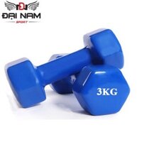 Bộ Tạ Tay 3kg Bọc Cao Su Trơn Lõi Thép Cao Cấp Đại Nam Sport (Tổng 6kg)