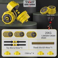 Bộ Tạ Tay Đa Năng 20kg Lắp Ghép Chất Liệu Bột Thép Bọc Vành Nhựa Kiểu Dáng Mới + Tặng Kìm Và Găng Tay