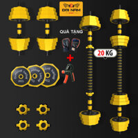Bộ Tạ Tay Đa Năng 20kg Tháo Lắp Chất Liệu Bột Thép Bọc Vành Nhựa Thế Hệ Mới Đại Nam Sport  Tặng Kìm Và Găng Tay