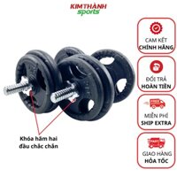 Bộ tạ tay điều chỉnh 20kg tháo lắp linh hoạt đòn tạ mạ kẽm loại 1 bánh tạ gang sơn cao cấp - KIMTHANH SPORT