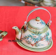 Bộ tách trà chóp men gio vẽ trúc xanh