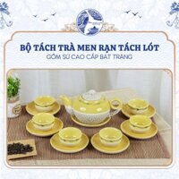 Bộ tách trà sứ men rạn tách lót màu sắc nhã nhặn - Gốm sứ Bát Tràng chính hãng