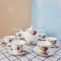 Bộ tách trà sứ xương Bone Porcelain 145786 (14 chi tiết) - Có hộp quà tặng quai xách