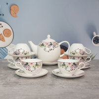 Bộ tách trà sứ xương Bone Porcelain 1459018 (14 chi tiết) - Có hộp quà tặng quai xách