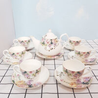 Bộ tách trà sứ xương Bone Porcelain 1469018 (14 chi tiết) - Có hộp quà tặng quai xách