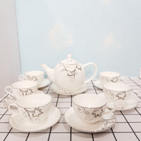 Bộ tách trà sứ xương Bone Porcelain 145253 (14 chi tiết) - Có hộp quà tặng quai xách