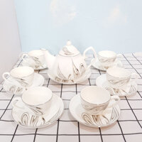 Bộ tách trà sứ xương Bone Porcelain 146591 (14 chi tiết) - Có hộp quà tặng quai xách