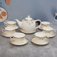 Bộ tách trà sứ xương Bone Porcelain 1455901 (14 chi tiết) - Có hộp quà tặng quai xách