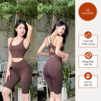 Bộ tập Gym nữ 💖 𝑭𝑹𝑬𝑬𝑺𝑯𝑰𝑷 💖 quần áo tập yoga aerobic nữ áo bra đan dây kết hợp quần ngố legging cạp cao- Ng15