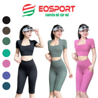 Bộ Tập Gym Nữ, Quần Áo Tập Gym Yoga Aerobic Nữ Áo Croptop Kết Hợp Quần Ngố Legging Cạp Cao Có Tút- (Ng12)