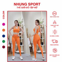 Bộ tập gym yoga aerobic nữ quần dài + áo bra dây lưng đan chéo siêu xinh, bộ tập thể thao nữ (TH-Dài) NS