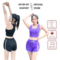 Bộ tập gym yoga aerobic nữ,đồ bơi nữ bra cổ tròn kết hợp quần đùi 2 lớp cùng màu, có kèm mút (Ng13)