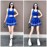 Bộ tập gym yoga aerobic,áo bra chân váy tầng tennis,chất thun lạnh mềm mại mặc thoải mái dễ chịu,đồ tập nhảy aerobic M51