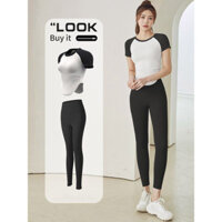 Bộ tập gym yoga nữ áo thun tay ngắn quần legging cạp cao nâng mông tôn dáng, đồ tập pilates nữ SET12