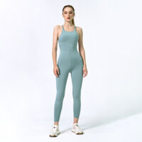 Bộ Tập Yoga Gym Jumpsuit Hibi Sports J603 Dây Đan Quạt, Size Mới, Kèm Mút Ngực, Chất Vải Cao Cấp - Xanh Mint - XL