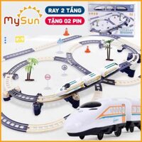 Bộ tàu hỏa cao tốc đồ chơi trẻ em lắp ráp đường ray mô hình xe lửa chạy bằng pin cho bé
