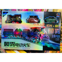 Bộ tàu hỏa 🚂 đường ray xe lửa 9982 có 3 toa chạy bằng pin phát âm thanh, đèn, nhả khói gồm 28 chi tiết