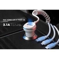 Bộ Tẩu Sạc ô tô Kèm 3 đầu dây sạc IP, MICRO VÀ TYPEC - Hãng ReMax (WP 024)