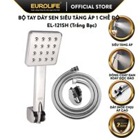 Bộ tay dây sen siêu tăng áp, dòng chảy xoáy độc đáo, 1 chức năng chảy Eurolife EL-121SH (Trắng bạc)